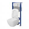CERSANIT - Set C26 - stelaż podtynkowy AQUA 50 MECH QF + miska zawieszana VIRGO by Cersanit CleanOn + deska SLIM antybakteryjna, wolnoopadająca, z funkcją łatwego wypinania  S701-805